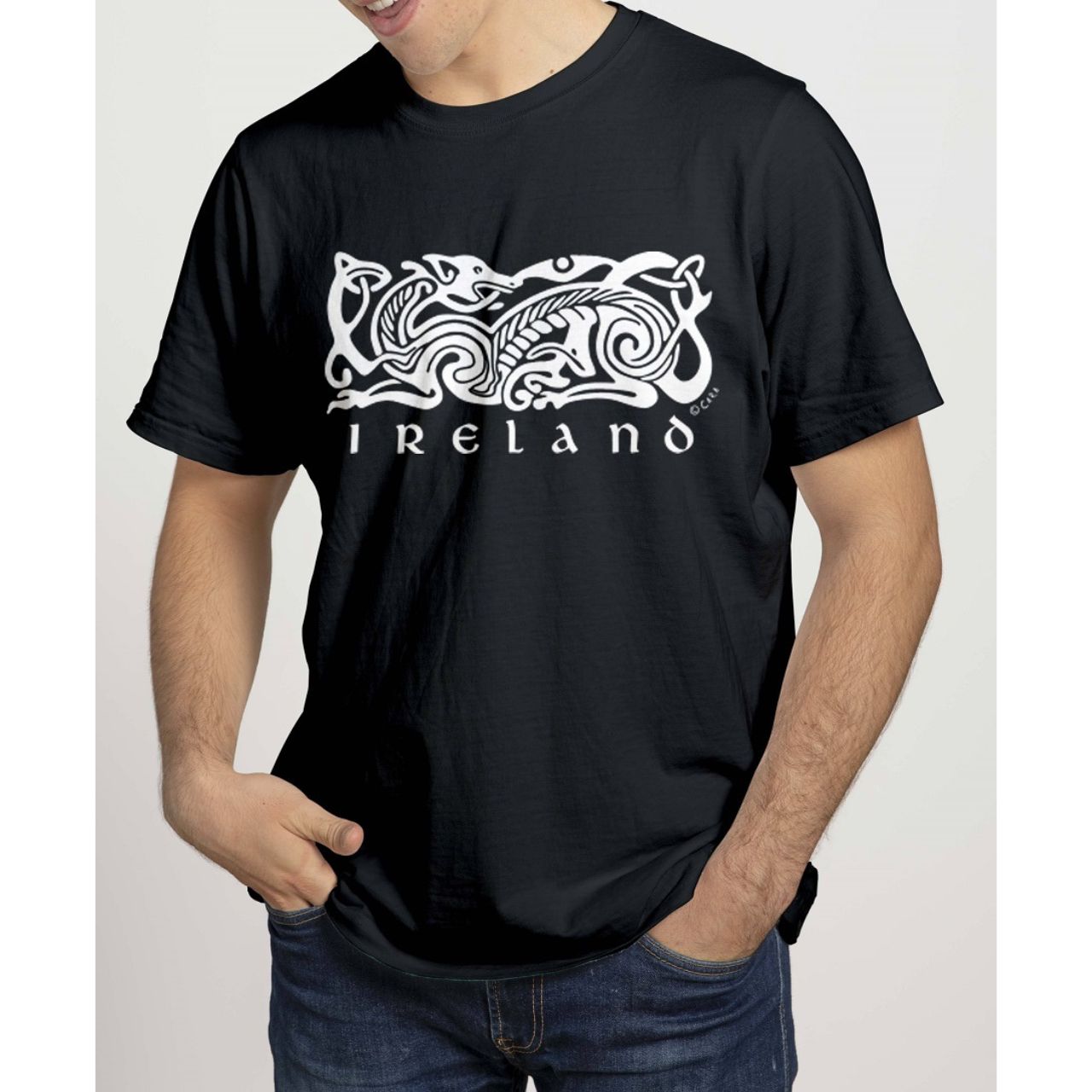 Cara Craft Ireland Celtic Dog T-Shirt Black - 100% cotton - Ash 99% cotton,1% polyester - Crew Neck - Designed And Printed in Ireland By Cara craft - Machine Washable