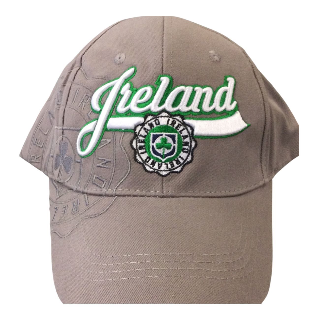 Grey Ireland Crest Baseball Cap  Grey Irish Baseball Cap with embroidered Ireland logo. 6 panel