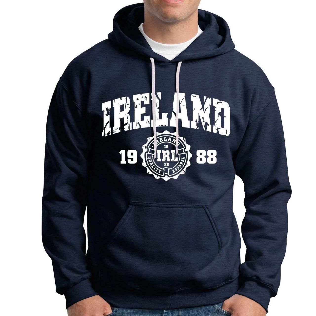 Cara Craft Ireland Navy Hoodie - 70% cotton, 30% polyester - Crew Neck - Designed And Printed in Ireland By Cara craft - Machine Washable