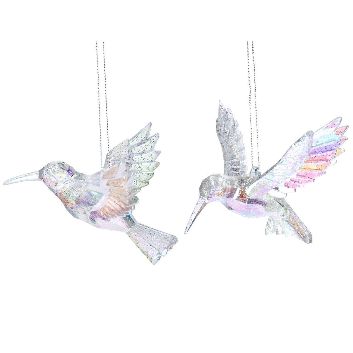 Iridescent Hummingbird Christmas Hanging Decoration Browse our beautiful range of luxury Christmas tree decorations and ornaments for your tree this Christmas. Add style to your Christmas tree with this elegant glittering iridescent hummingbird hanging ornament.