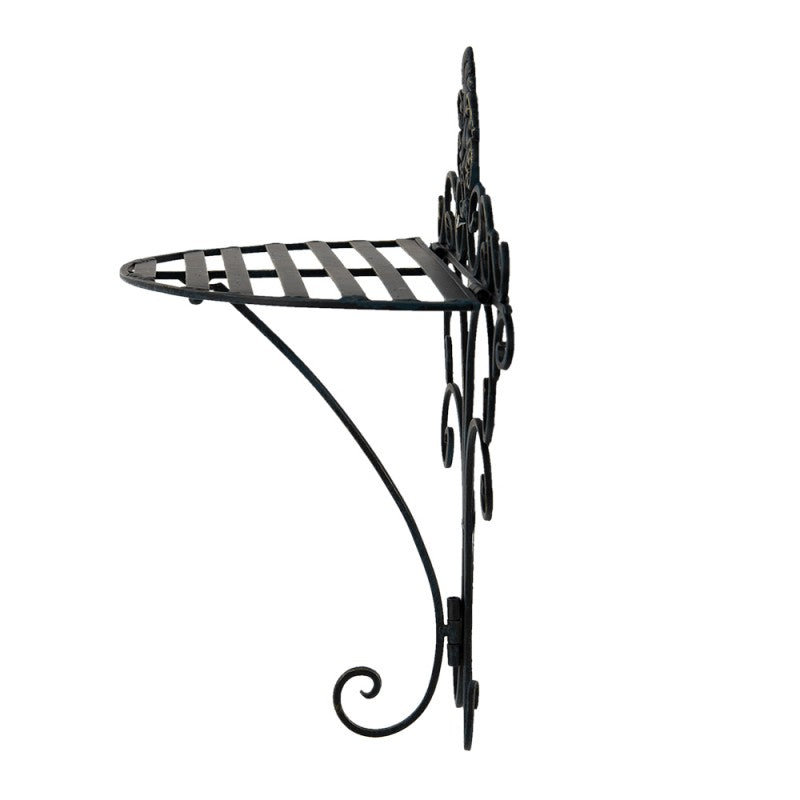 Clayre & Eef Country Style Black Iron Curls Wall Rack  Wall Rack 33*20*39 cm  Black Iron Curls Wall Rack Wall Cabinet