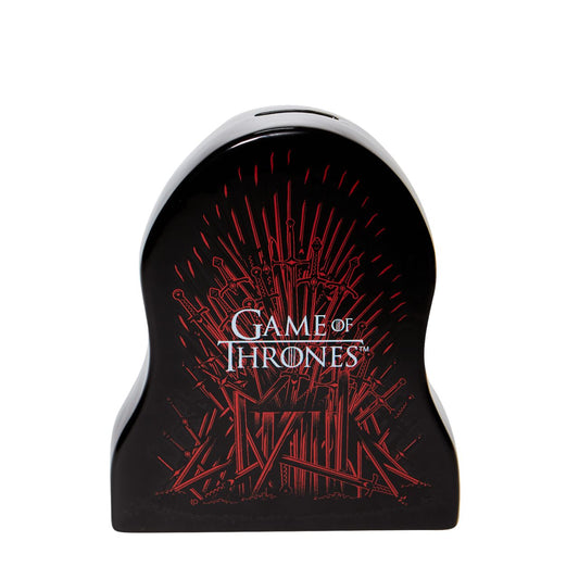 Department 56 Game of Thrones Iron Throne Ceramic Money Bank  The Iron Bank will have its due… The Iron Bank may be the safest place for your money in Game of Thrones, but this ceramic bank is the next best thing for us. Featuring the iconic Iron Throne in black and red, with a glazed finish and minimalist shape, this is the perfect gift for anyone who is a Game of Thrones fan.