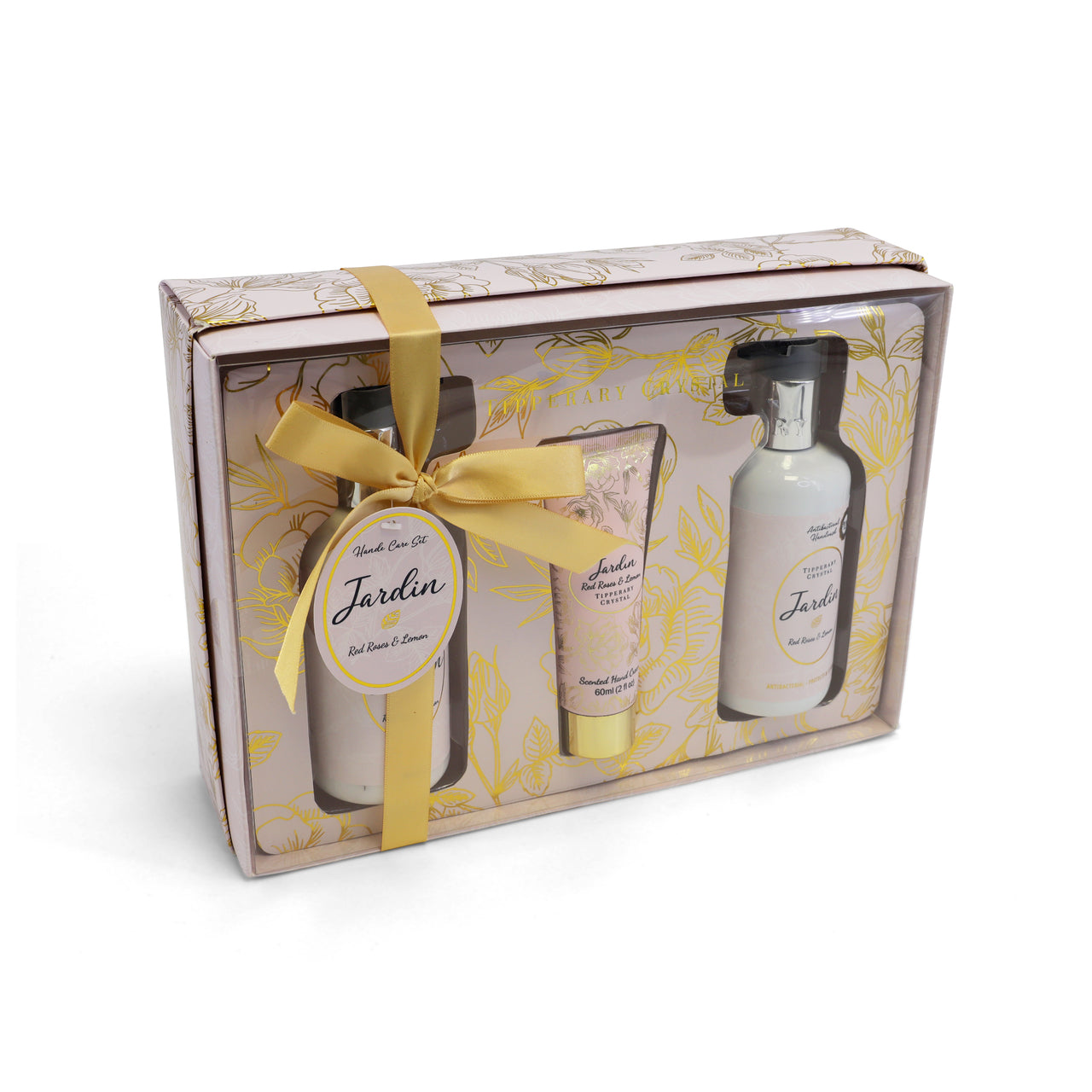 Tipperary Crystal Jardin Red Roses & Lemon Pump Handwash & Tube & Pump Handcream