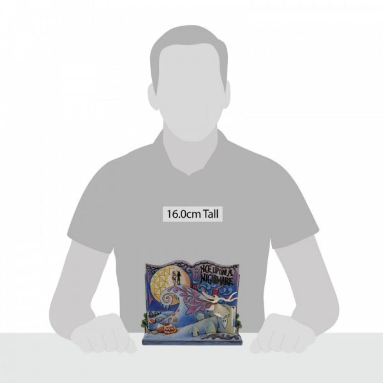 Jim Shore Once Upon A Nightmare Storybook Nightmare Before Christmas In this beautiful hand-painted storybook scene, Zero looks up at Jack and Sally in this iconic scene from Disney's Nightmare Before Christmas. Available only from the Disney Traditions brand.