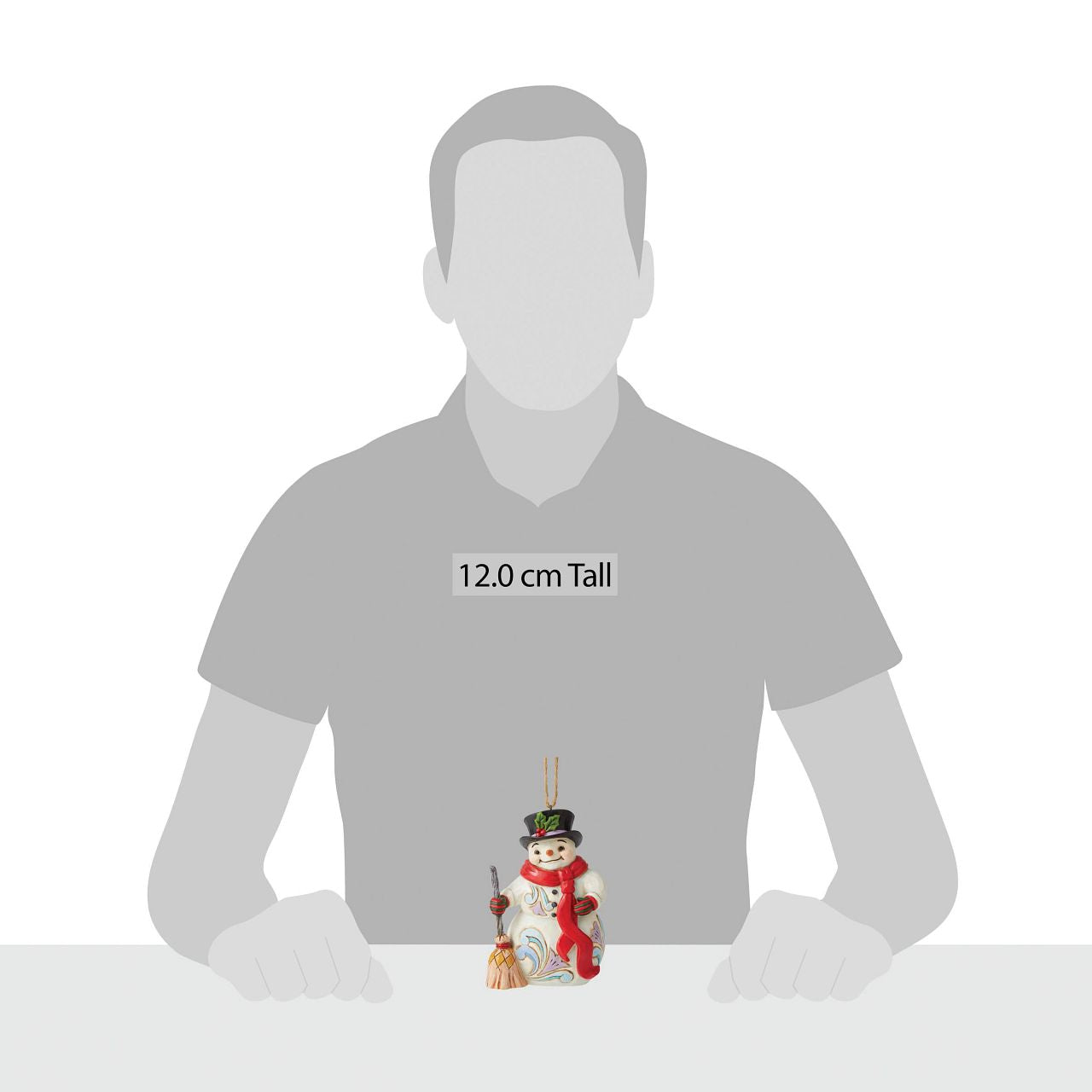 Jim Shore Heartwood Creek Snowman Scarf and Broom Hanging Ornament Designed by award-winning artist and sculptor Jim Shore for Heartwood Creek. Ornament hangs by jute rope and features a handcrafted look.