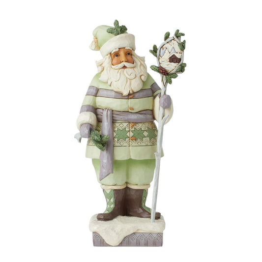 White Woodland Woodsy Santa Figurine  The White Woodland Collection showcases Intricate Jim Shore designs, with soft neutral colour palette suitable for many styles of home décor. This stunning woodsy Santa is the perfect addition to any White Woodland Collection.