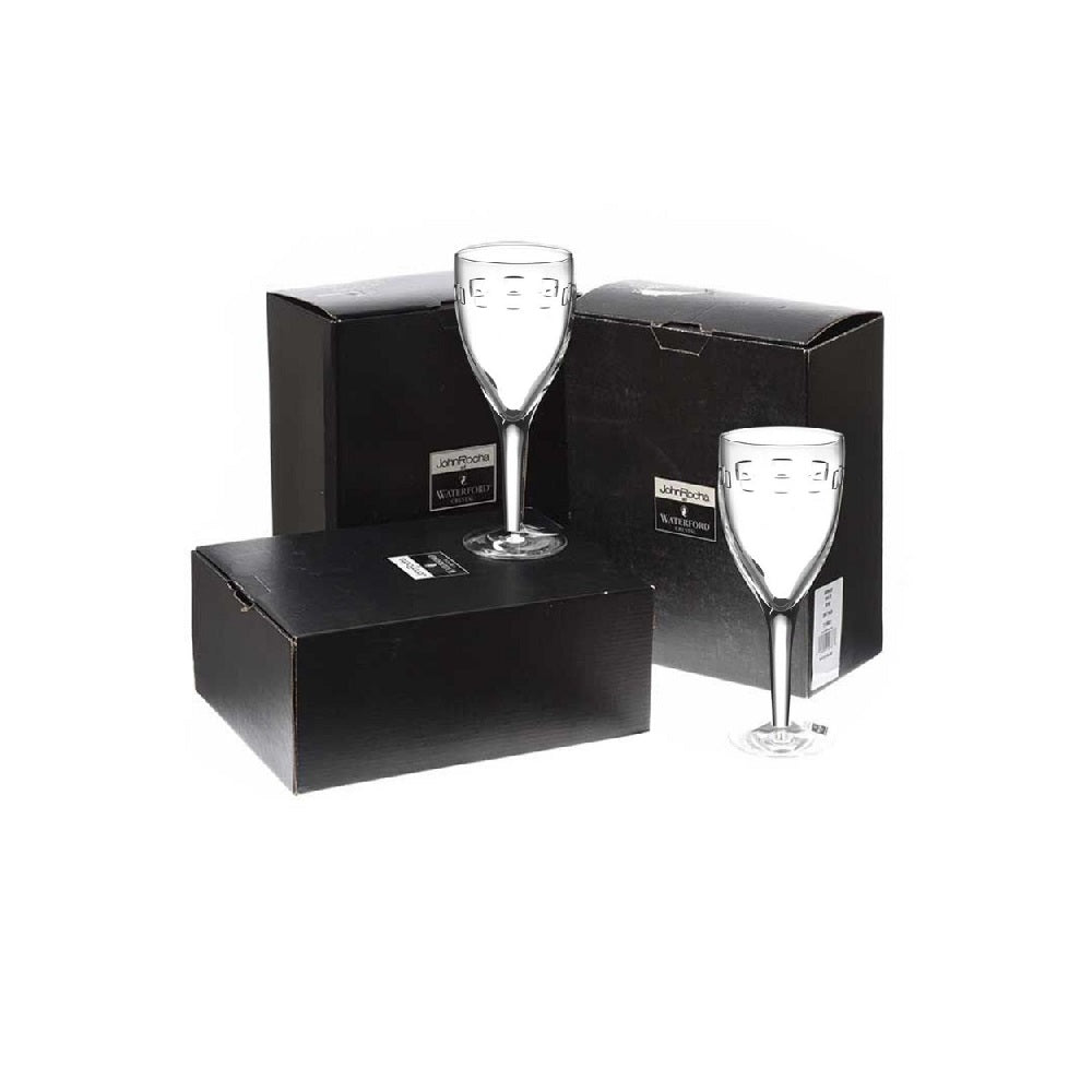 Waterford Crystal John Rocha Geo Goblet Pair - Boxed John Rocha Geo Goblet glasses for Waterford. Featuring a dynamic geometric motif on brilliant crystal, John Rocha's Geo collection epitomises his design style, evoking simple elegance and a contemporary vision.