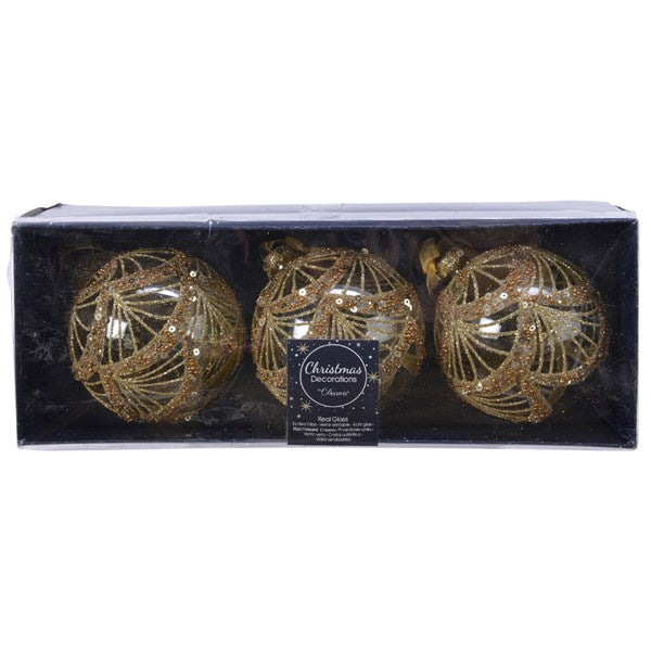 Kaemingk Christmas Glass Baubles Assorted 3 Colours  Kaemingk surprises Christmas lovers all over the world with thousands of new innovative items each year.
