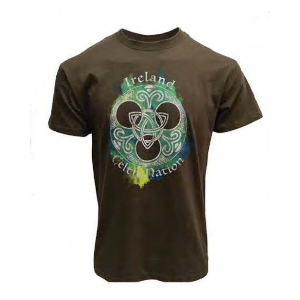 Khaki Ireland Celtic Nation Round Crest T-Shirt SIZES AVAILABLE: S, M, L, XL, XXL, XXXL COLOR - KHAKI - Merchandise Brand : Traditional Craft Official Collection - Composition : 100% Cotton - Fit : Relaxed Fit