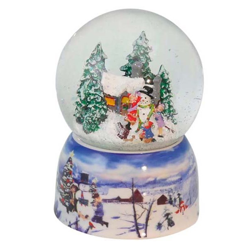 Snow Globe Children Building a Snowman