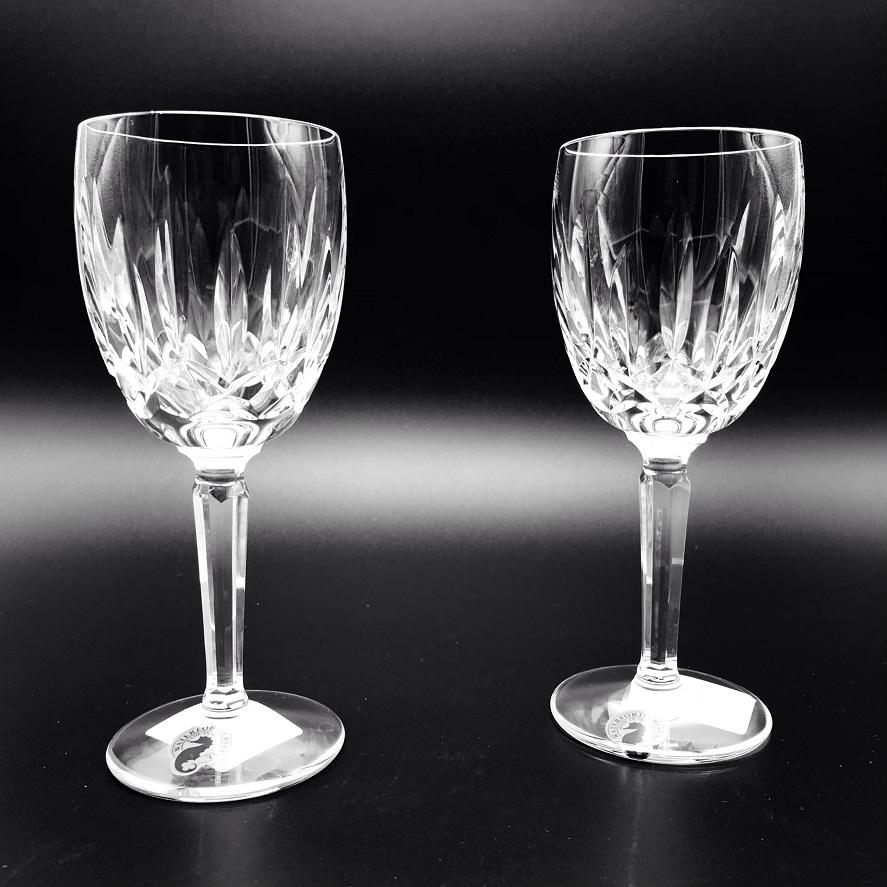 Waterford Crystal Kildare Claret Pair Kildare has a crosshatch pattern at the base with vertical cuts up the sides, a plain cut stem and an uncut foot.
