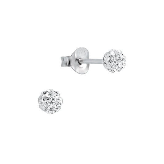 Kilkenny Silver Crystal Stud Earrings  Sterling silver clear coloured crystal stud earring.