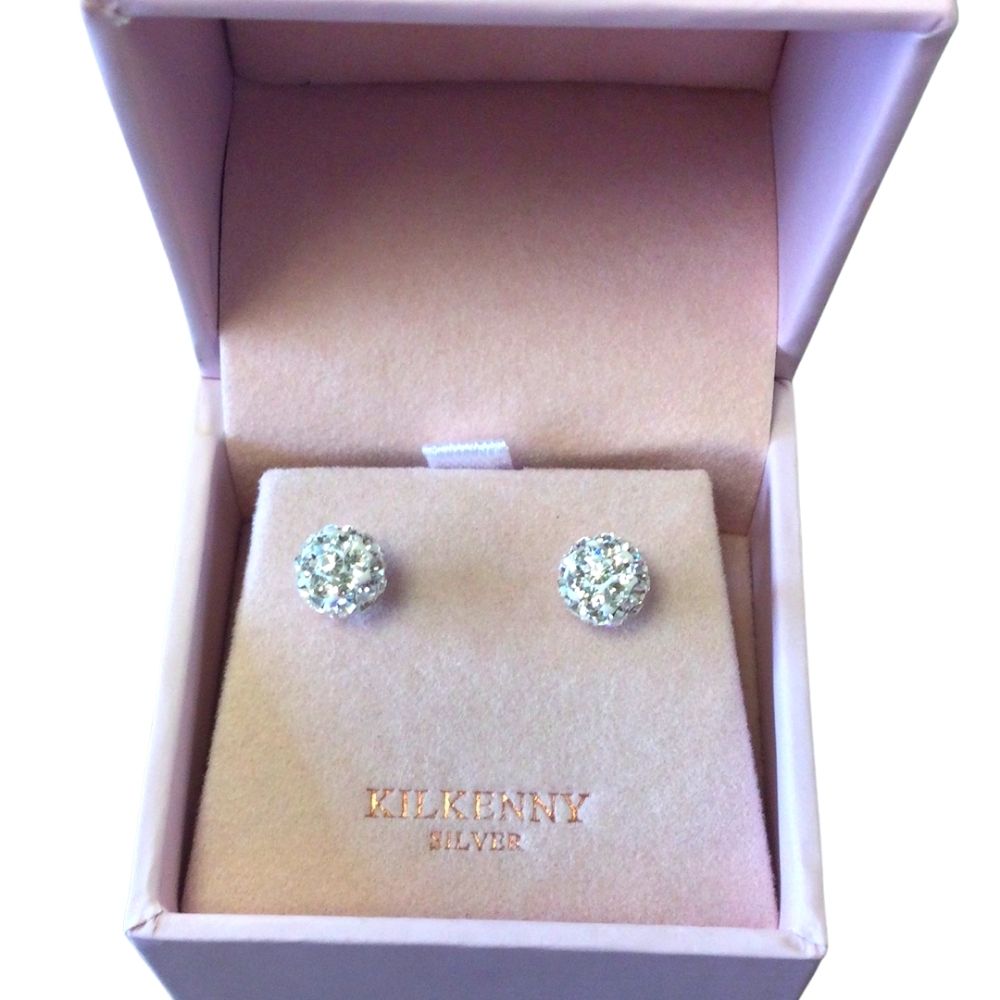 Kilkenny Silver CZ Ball Earrings Sterling Silver Crystal Stud Earring