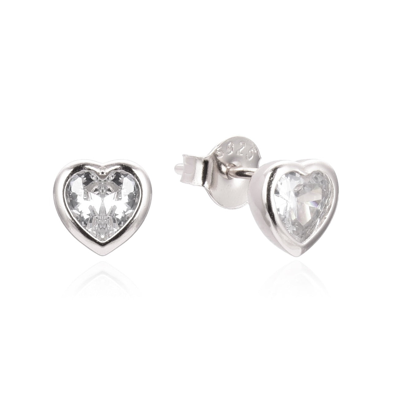 Silver Love Heart Stud Earrings Kilkenny Silver