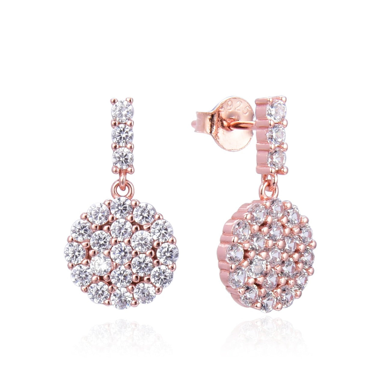 Kilkenny Silver Rose Gold Beauty Drop Earrings Rose gold plated sterling silver eye catching drop earrings with cubic zirconia stones. Gives you that extra sparkle.