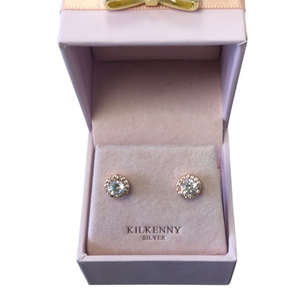 Kilkenny Silver Rose Gold CZ Stud Earrings