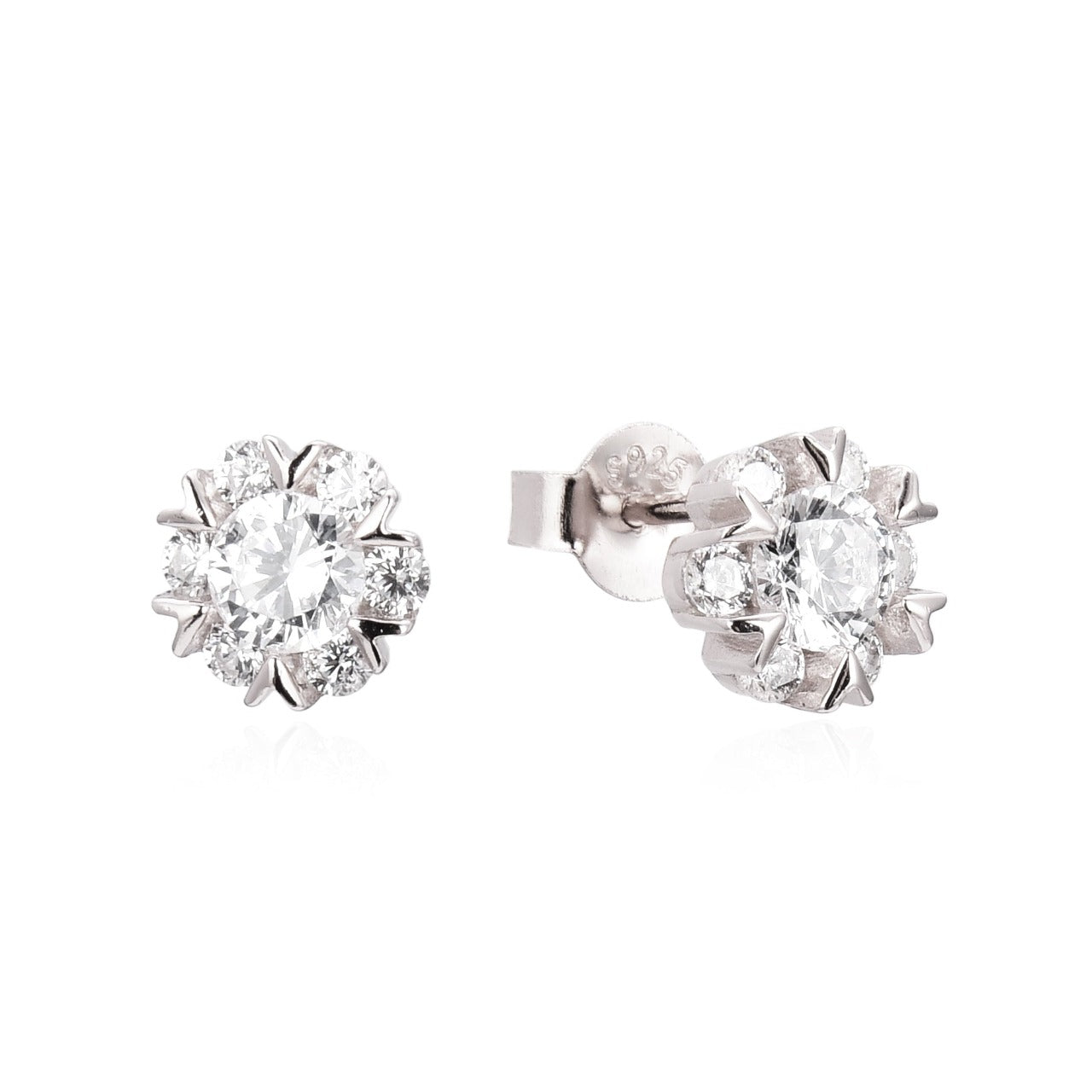 Silver Claw Star Stud Earrings by Kilkenny Silver Sterling silver stud earrings with cubic zirconia stone.