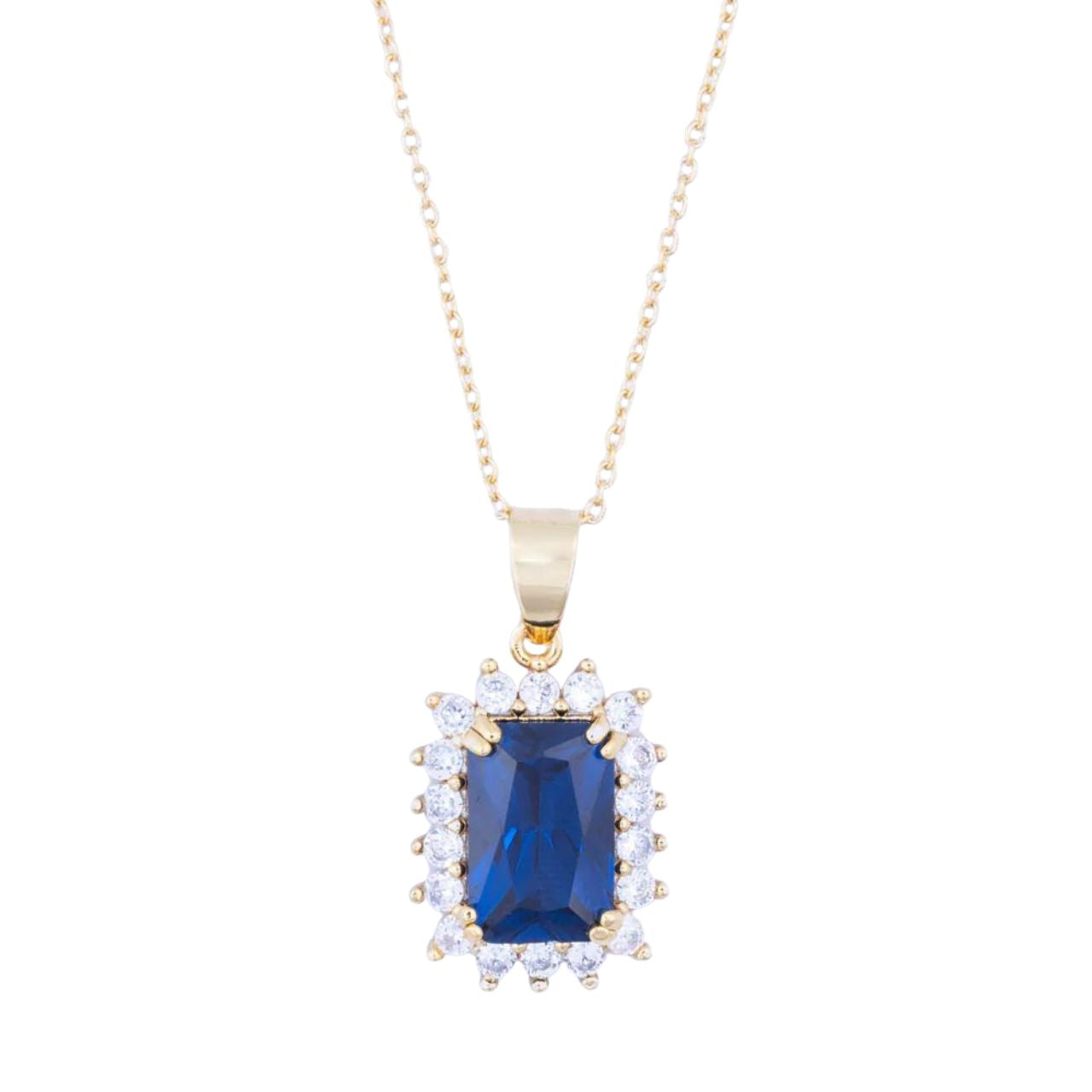 Knight & Day Classic Sapphire Pendant Classic style pendant with beautiful sapphire CZ centre stone. Gold plating.