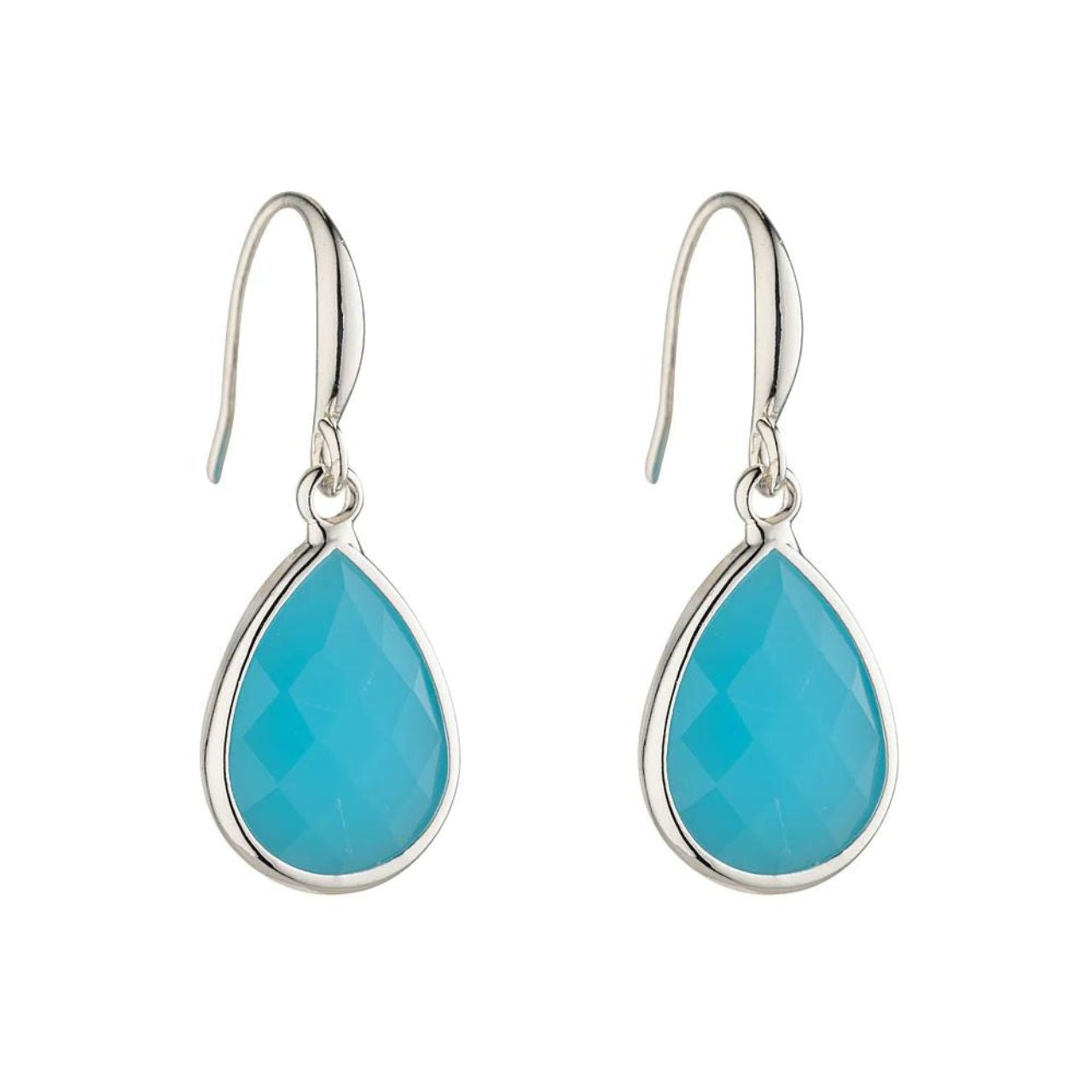 Silver Plated Sophia Drop Earrings With Blue Stone by Knight & Day These silver plated Sophia Drop Earrings feature a striking blue stone and are crafted by the renowned Knight & Day brand.