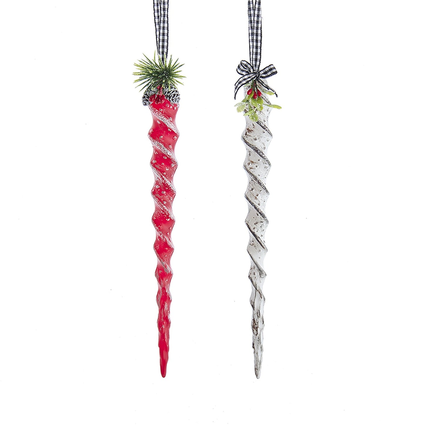 Kurt S Adler Distressed Icicle Christmas Ornaments - White