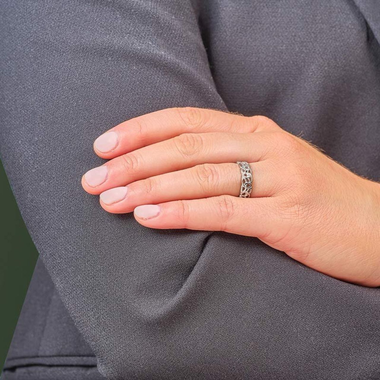 Ladies Sterling Silver Trinity Knot Band Ring This delicate sterling silver woven ring is instantly recognisable as Irish, with its richly decorated Trinity knot work symbolising endless love and eternal life. This sterling silver Trinity Knot ring has been Irish hallmarked in Dublin Castle.
