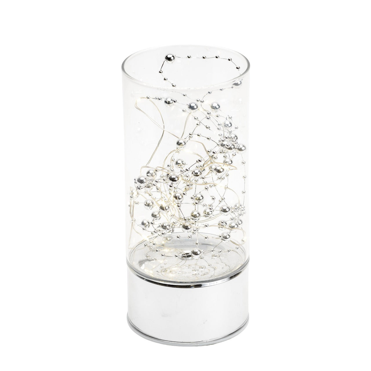 LED Tube Light 20cm Tall Bring some contemporary shimmer to your home with this elegant silver glass light tube. From the Silver Luxe collection by HESTIA® - unparalleled glamour, style and elegance in contemporary home and gift.