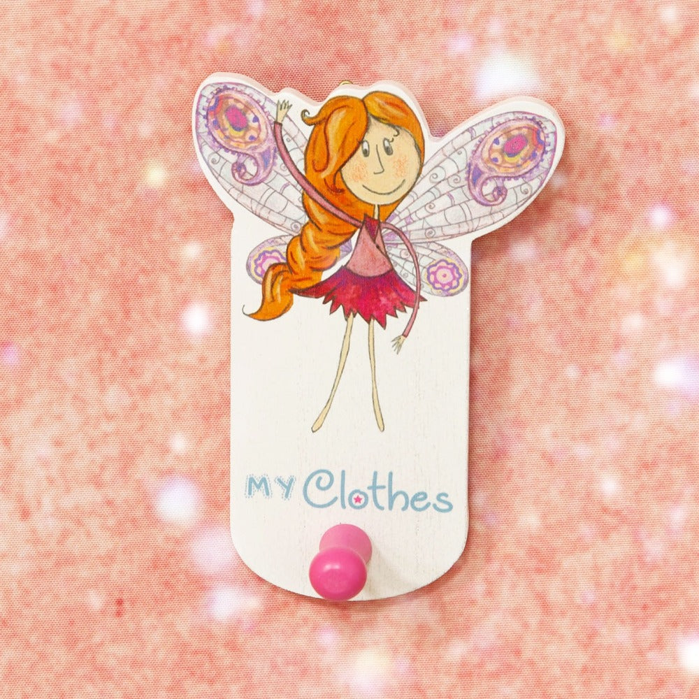 Magical Fairy White Wall Hook - My Fairy Cloths Make sure there's somewhere special to hang up those magical fairy clothes with this white & pink wall hook. From the Magical Fairy collection by Just 4 Kids - some adults don't believe in fairies, but we know better, don't we...