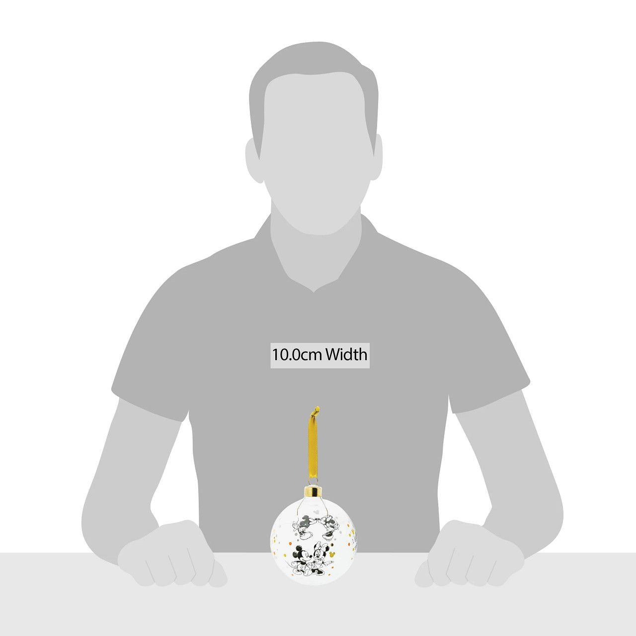 Disney Mickey and Minnie Mouse Christmas Bauble This glass Mickey and Minnie Mouse bauble is the perfect gift to remind the happy couple they are the perfect pair. The bauble is strung with gold ribbon and is presented in a Disney branded gift box.