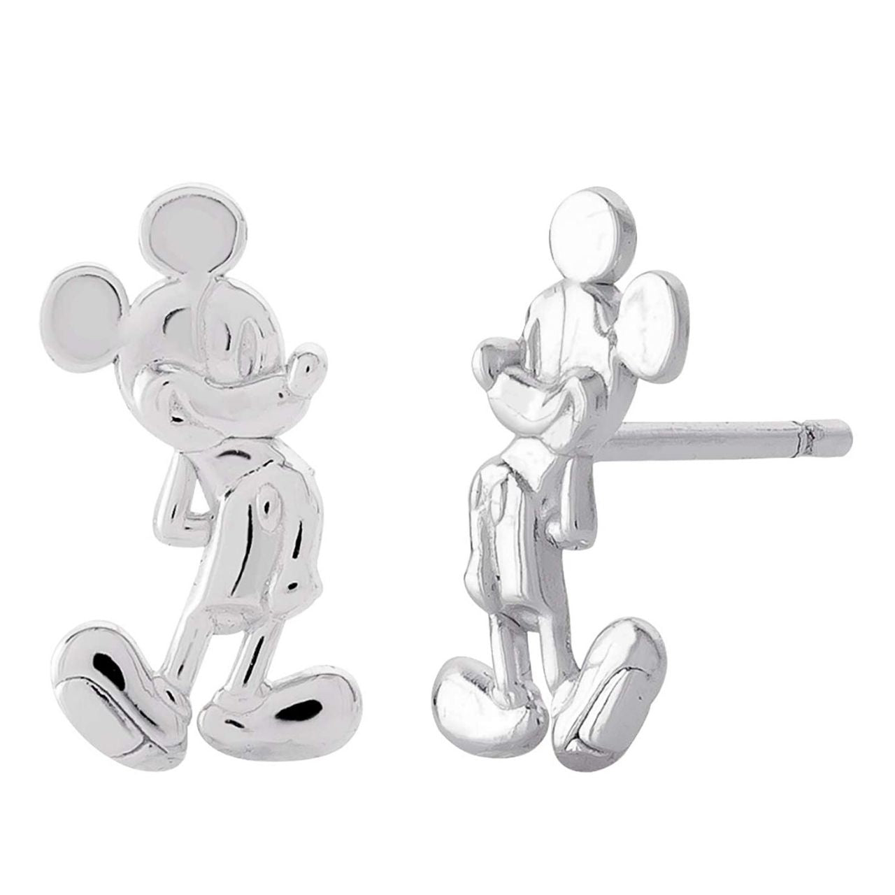 Peers Hardy Disney Mickey Mouse Silver Stud Earrings Stunning sterling silver stud earrings form a silhouette of Micky Mouse famous pose adding a feminine touch to the classic piece of jewellery Trendy and fashionable design, the Disney Micky Mouse famous pose Sterling Silver Stud Earrings add a chic, fun touch to any outfit.