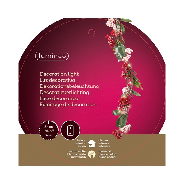 Kaemingk Christmas Micro LED Garland Frosted Berry Indoor