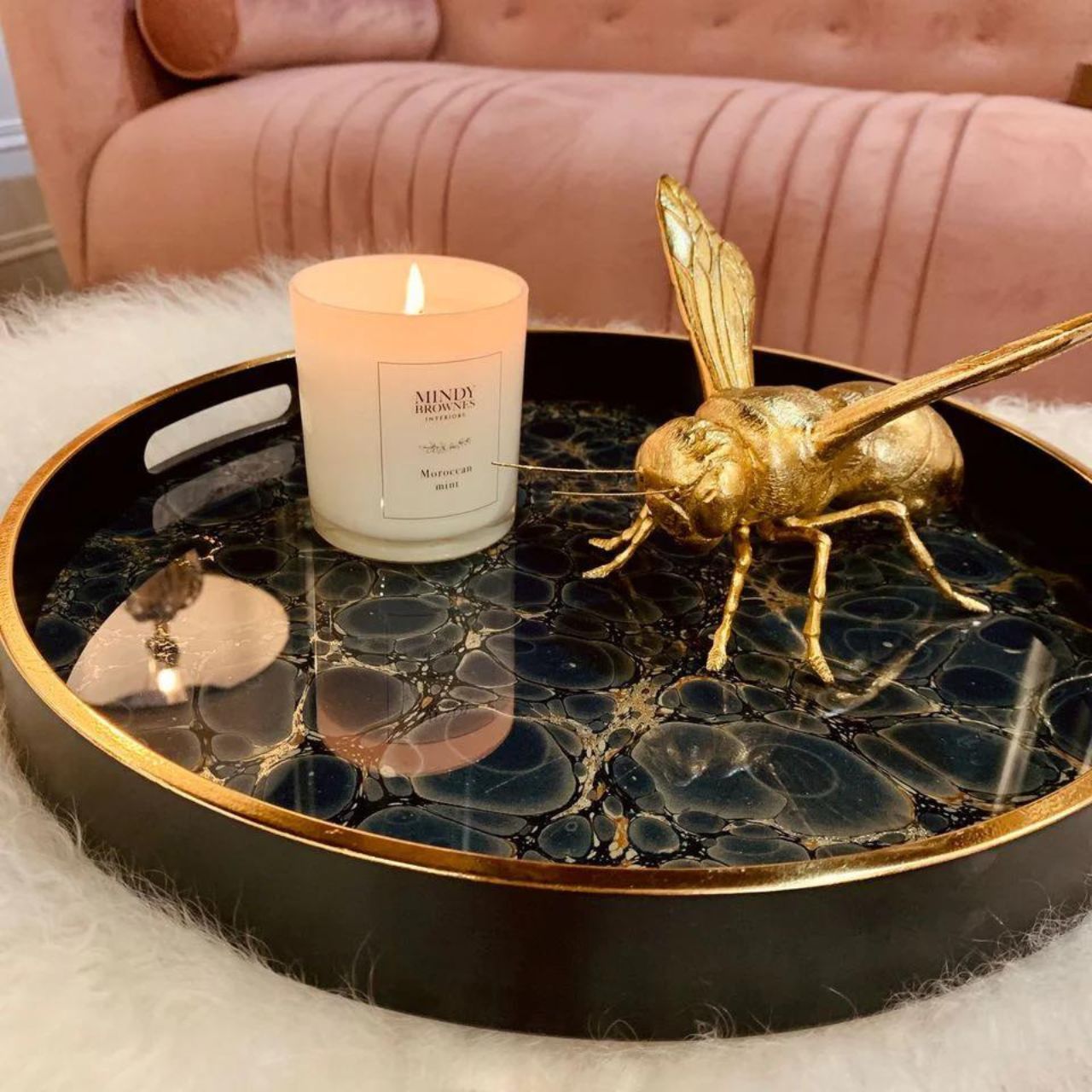 Mindy Brownes Interiors Serving Tray - Deep Blue The art of colour, a beautiful thing - Introduce a splash of colour to your decor with our vibrant glass coloured serving trays. The new collection showcases a myriad of rich and striking colour waves.