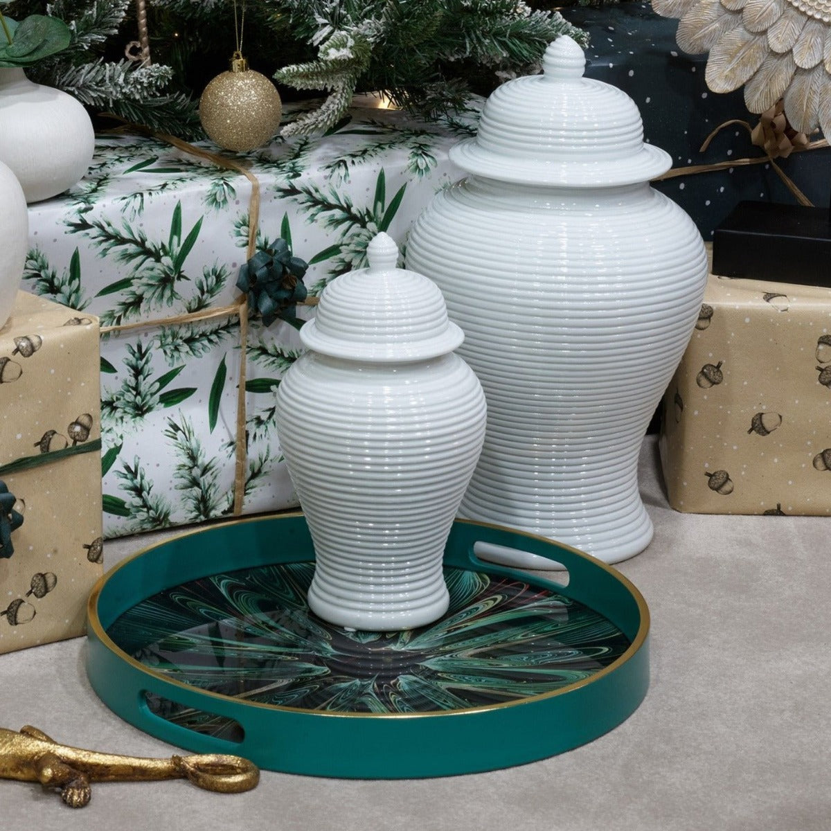 Mindy Brownes Interiors Serving Tray - Green Envy The art of colour, a beautiful thing - Introduce a splash of colour to your decor with our vibrant glass coloured serving trays. The new collection showcases a myriad of rich and striking colour waves.