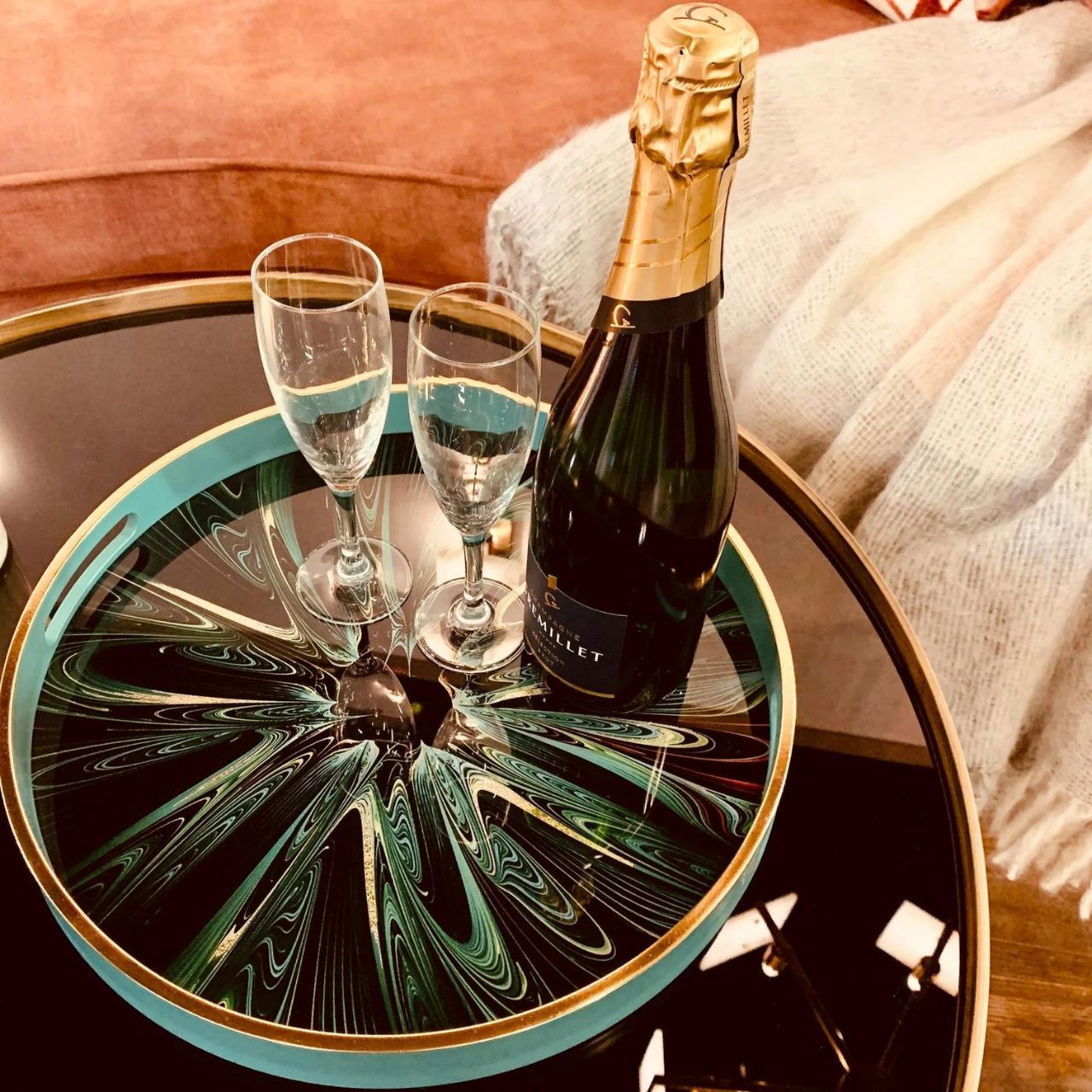Mindy Brownes Interiors Serving Tray - Green Envy The art of colour, a beautiful thing - Introduce a splash of colour to your décor with our vibrant glass coloured serving trays.