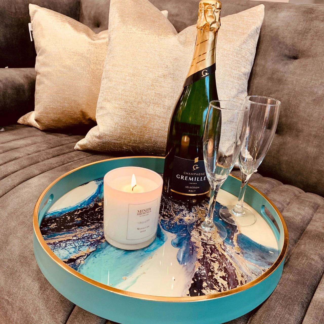Mindy Brownes Interiors Serving Tray Marine Wonder The art of colour, a beautiful thing - Introduce a splash of colour to your décor with our vibrant glass coloured serving trays.