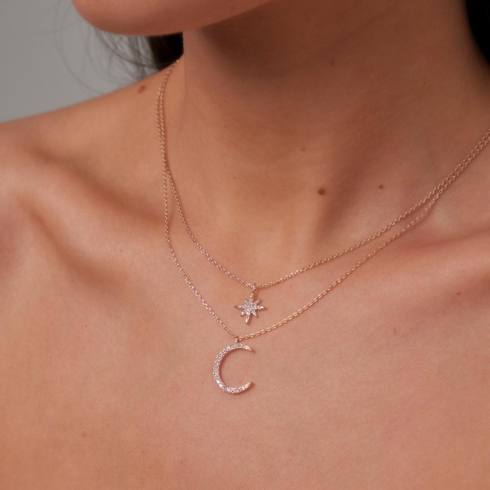 Knight & Day Moon & Stars Layered Gold Necklace