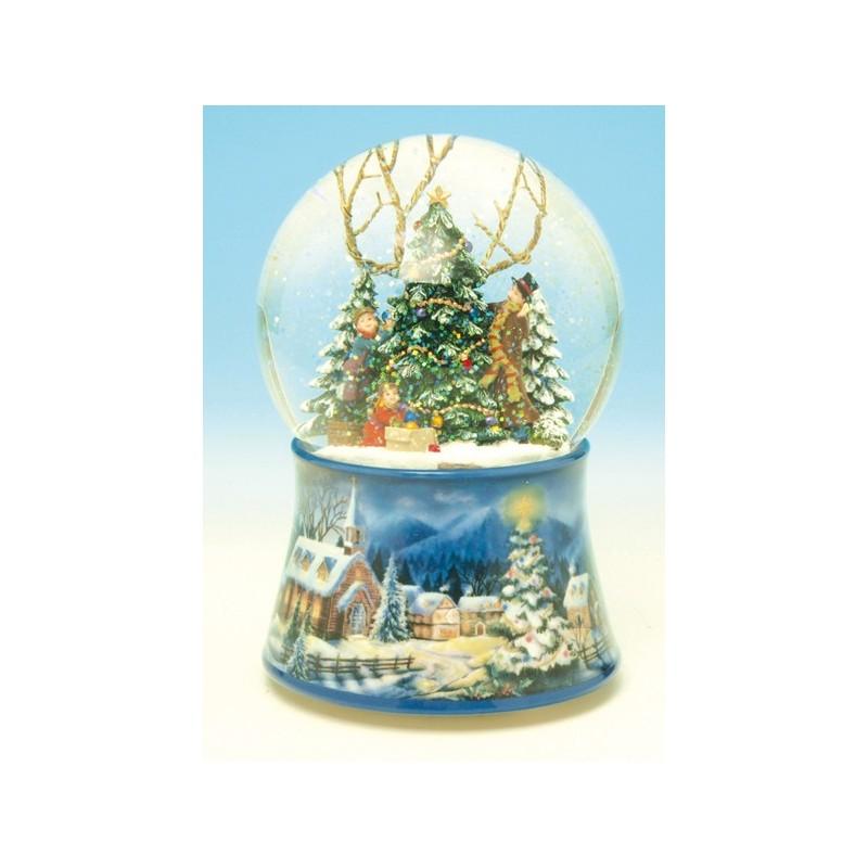 Snow Globe Christmas Tree  Christmas tree snow globe, the scene turns to the melody “O Christmas tree”  Measures: 10 x 14.5 cm.
