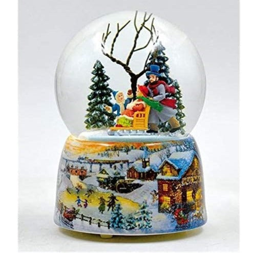 Musicbox World Snow Globe Family with Sleigh 100mm globe turns to the “Skaters waltz “