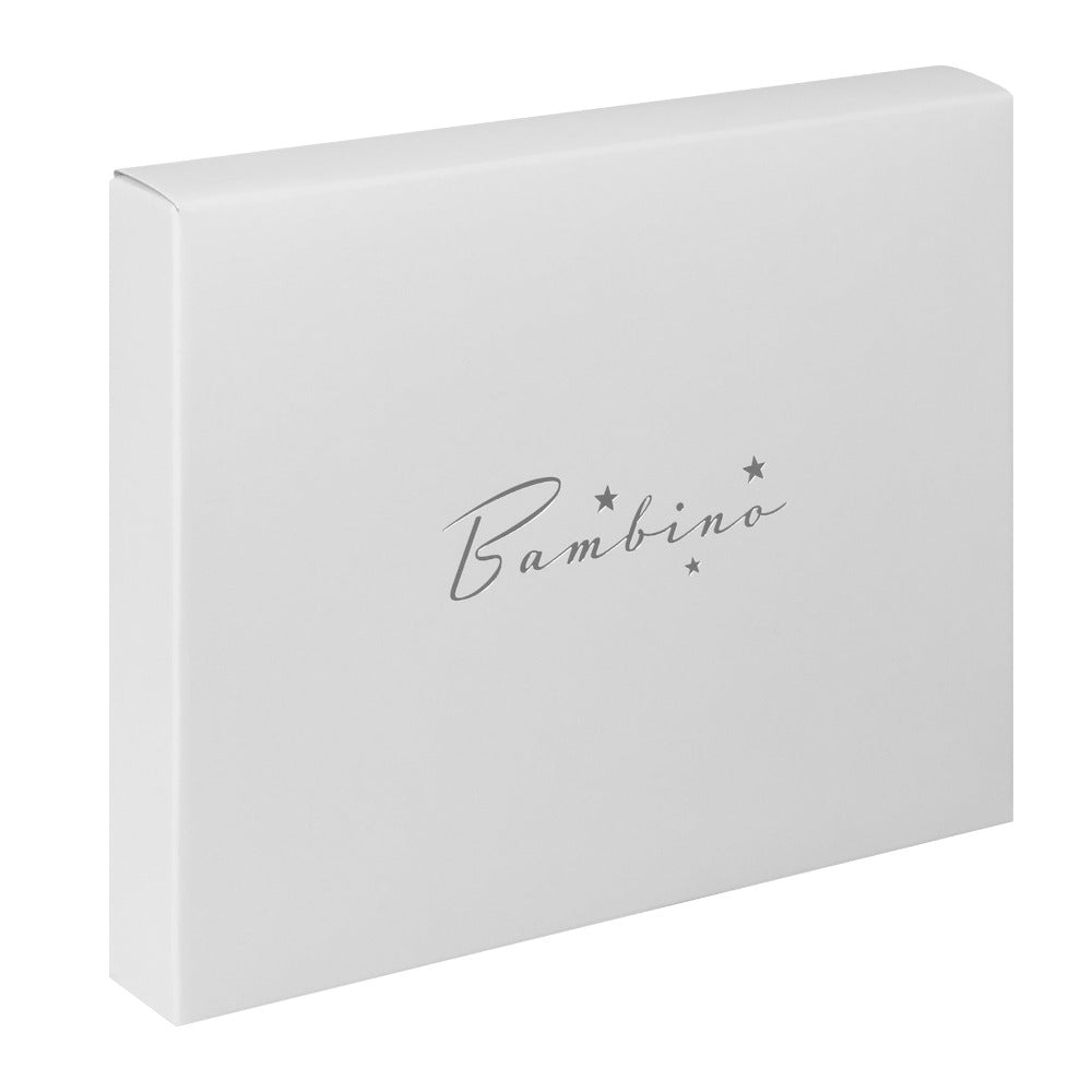 Bambino My Christening Day Frame 6" x 4" in Lidded Gift Box This soft pastel grey border frame features a crisp, white personalisable mount with silver foil embossed titling. Includes a standing strut.