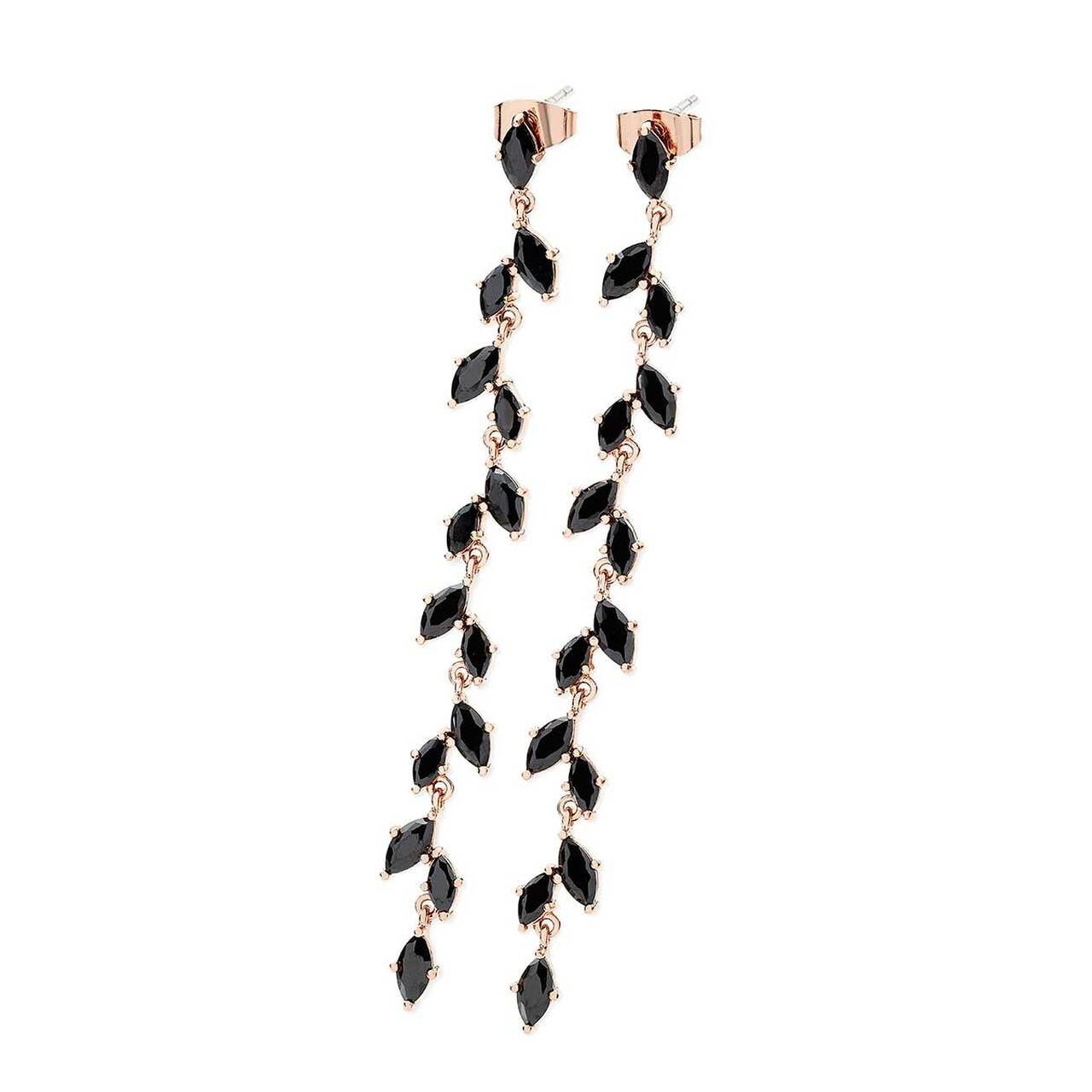 Tipperary Crystal Noir Rose Gold Black Drop Earrings