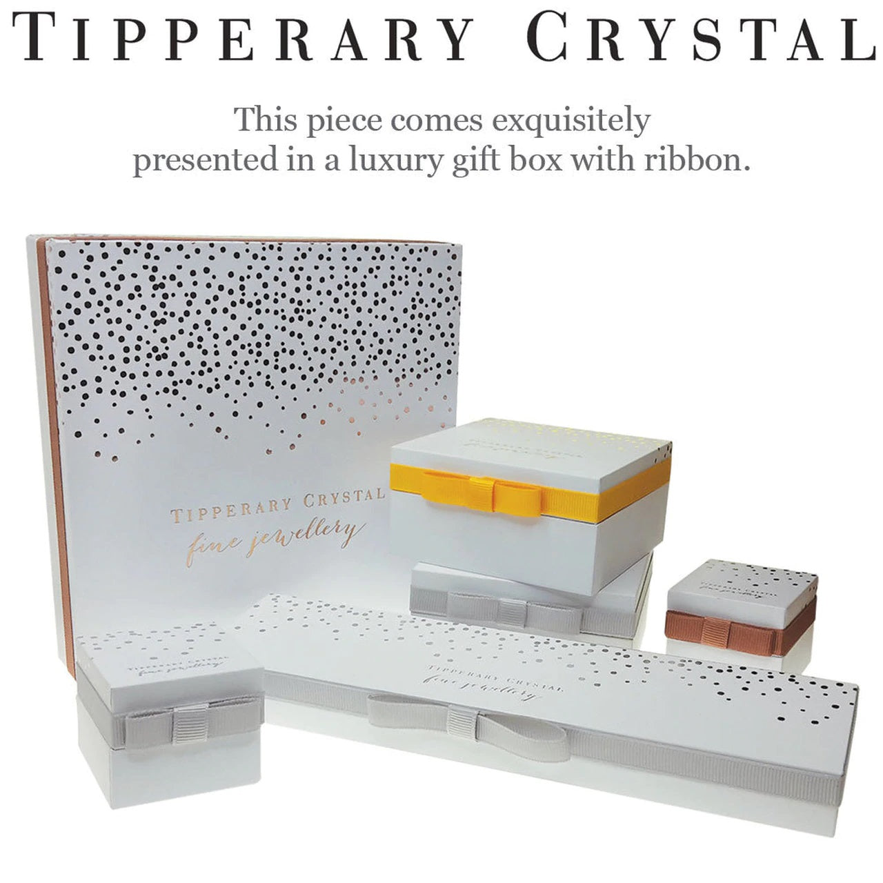 Tipperary Crystal Part Stone Set Infinity Stud Earrings Rose Gold These earrings are from our Infinity Collection. These elegant earrings are a beautiful expression of “refined style”. The romantic rose gold design features a symetrical infinity symbol partially lined with a row of dazzling round clear crystals. Finished with a bright polished lustre, they secure comfortably with push backs.