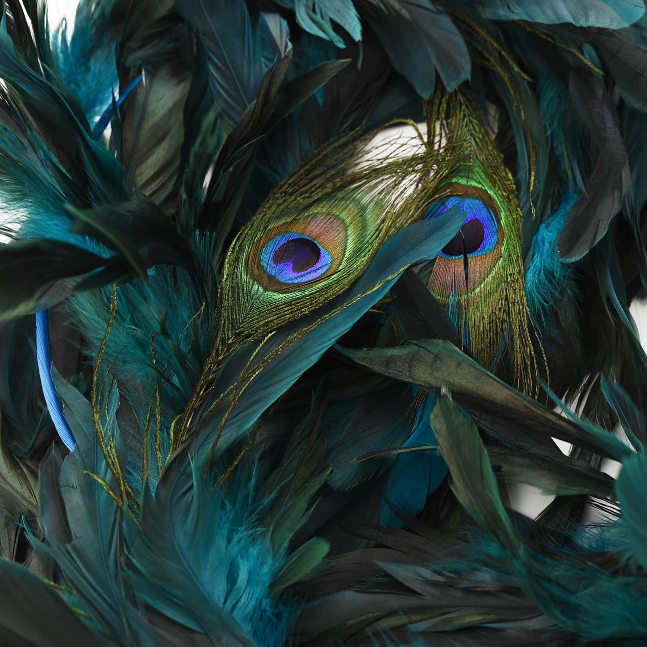 Peacock Feather Garland 40cm Inspired by the grace and unique beauty of the peacock, Opulence guarantees a majestical and serene Christmas. With contemporary bold night colours.