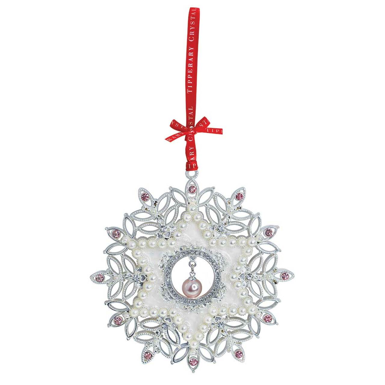 Tipperary Crystal Pearl Snowflake Christmas Decoration We just Love Christmas! The festive season, the giving of gifts, creating memories and being together with family and loved ones. Have lots of fun with our lovingly designed and created Christmas decorations, each one has a magic sparkle of elf dust!