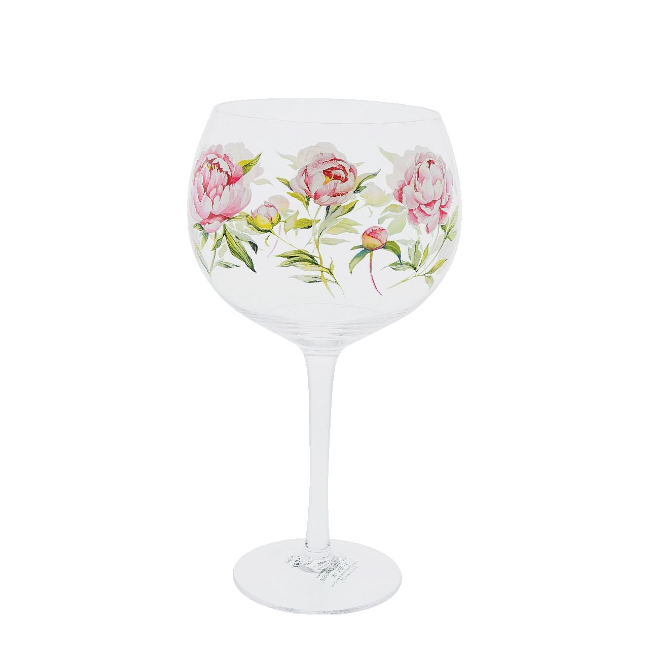 Ginology Peonies Copa Gin Glass Embody romance, prosperity, good luck and bravey through our Peonies Copa Gin Glass. A glass that can be given to a friend, loved one, graduate or a pick me up gift. It is perfect paired with their favourite bottle of gin.
