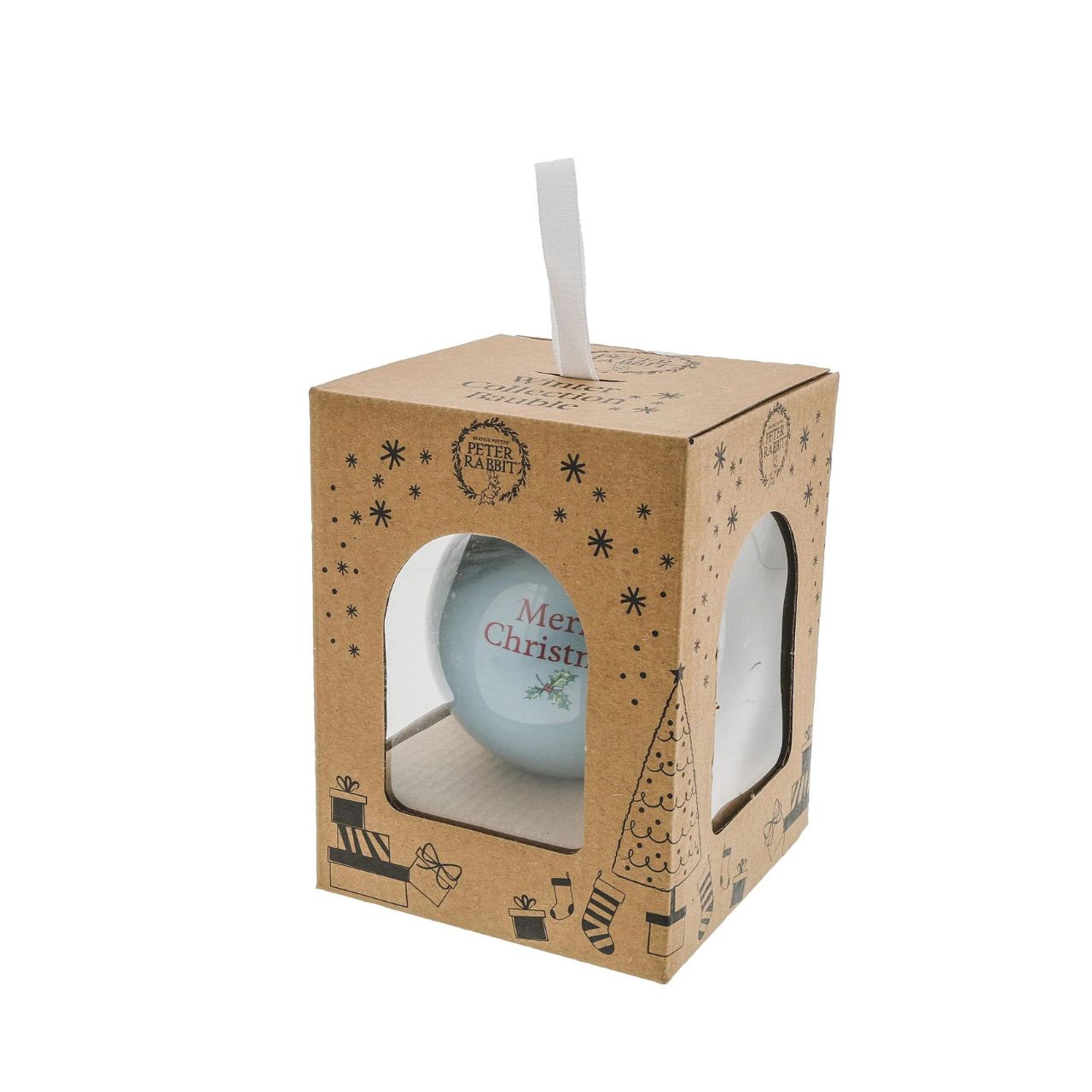 Beatrix Potter Peter & Benjamin's Snowball Fight Christmas Bauble Wish someone a very Merry Christmas with this Peter and Benjamin's Snowball Fight Bauble. This bauble would make a treasured keepsake over the festive period, and would be take pride of place on the Christmas tree.