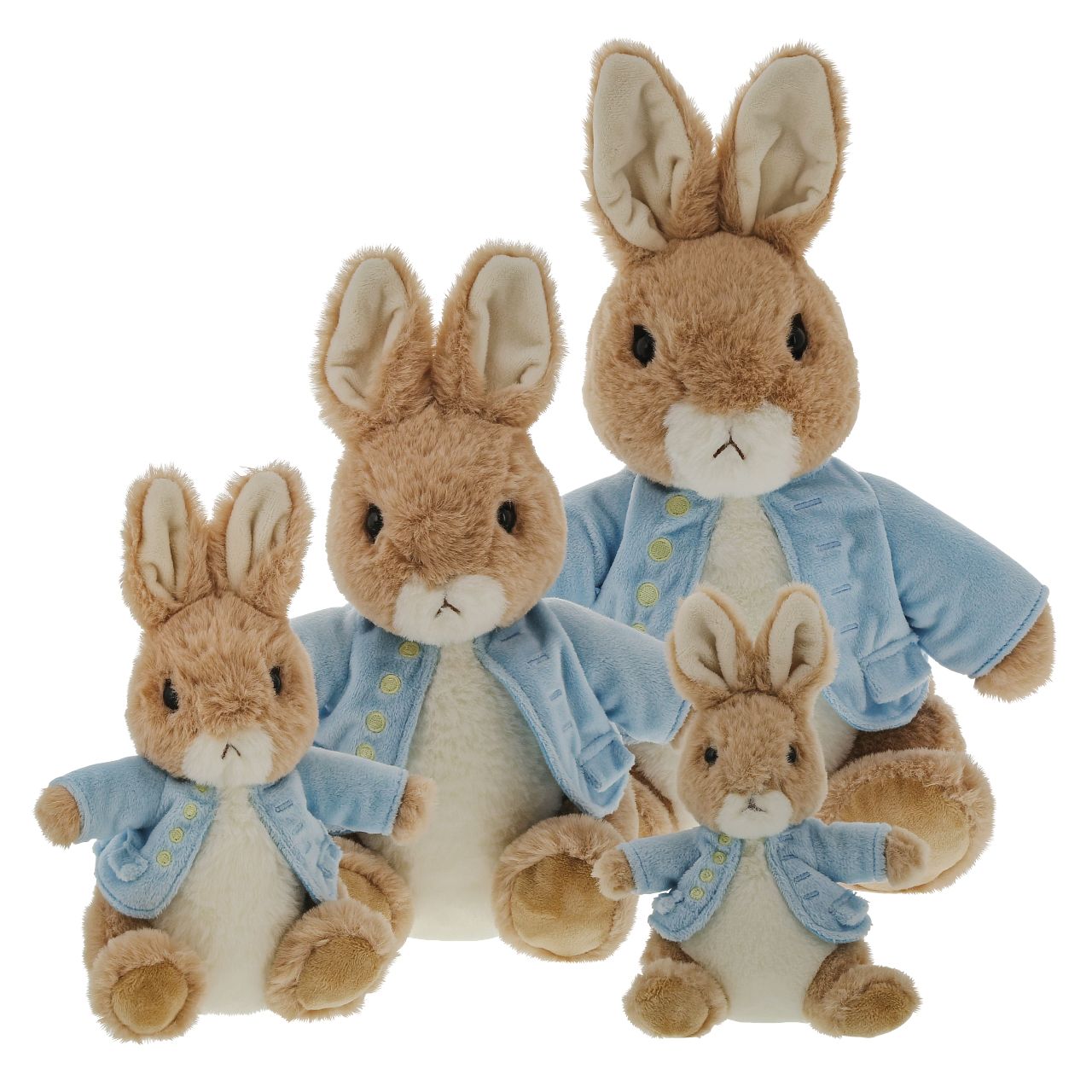 Beatrix Potter Peter Rabbit Extra Large Soft Toy This Extra Large Peter Rabbit soft toy is even more huggable than the last. Peter Rabbit has been made from beautifully soft fabric and has been dressed in clothing exactly as illustrated by Beatrix Potter, with his signature blue jacket.
