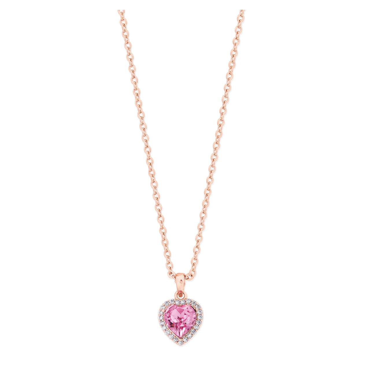 Tipperary Crystal Pink Heart Pendant - Rose Gold