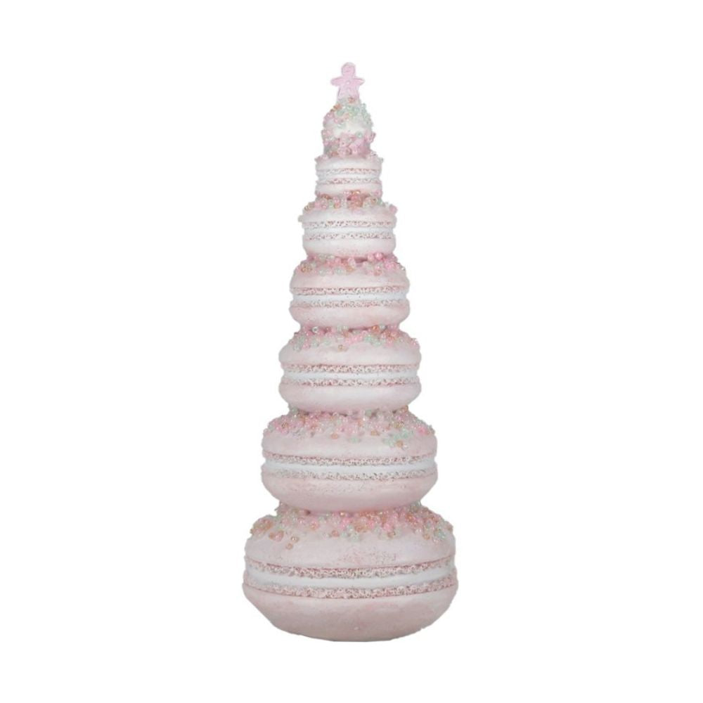 Clayre & Eef Pink Macarons Decorative Cakes Beautiful festive decoration of a cake made of macarons stacked on top of each other in pink, white. Decorative Figure