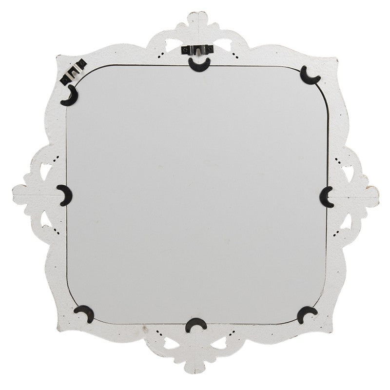 Clayre & Eef Romantic Distressed White Wall Mirror Wall Mirror 56*2*56 cm White Big Mirror Wall Mounted Mirror