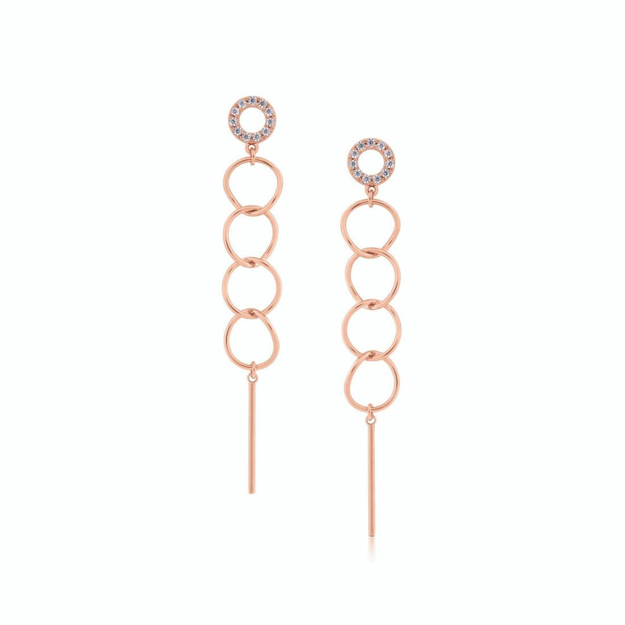 Romi Dublin Rose Gold Circle & Bar Drop Earrings Inspired by the circle of life, the continuous circle of growth and regrowth, this collection was created to inspire you to live your life to its fullest.