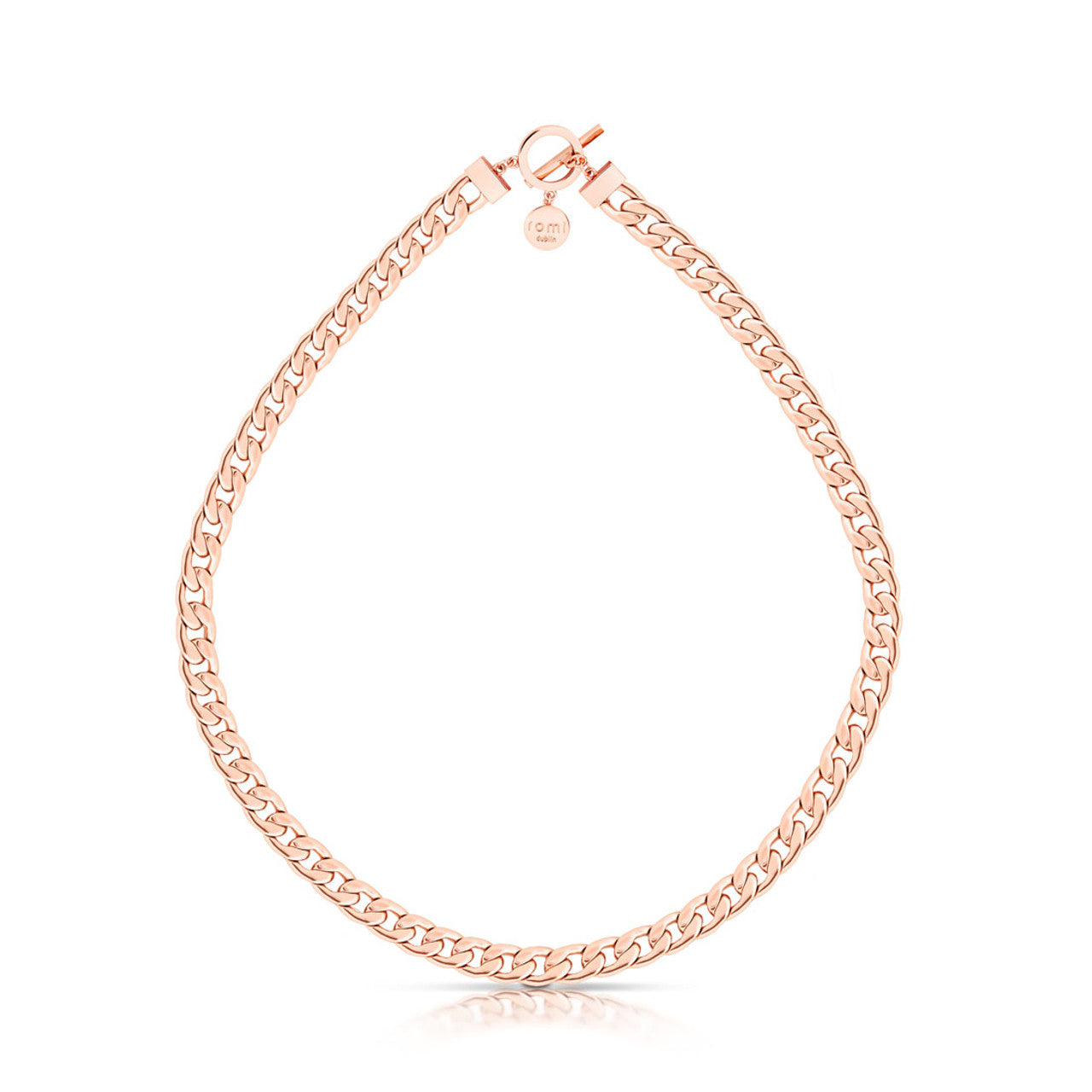 Romi Rose Gold Curb Chain Necklace Simple and understated this collection has a contemporary and sleek look that will allow you to accessorise with any outfit.